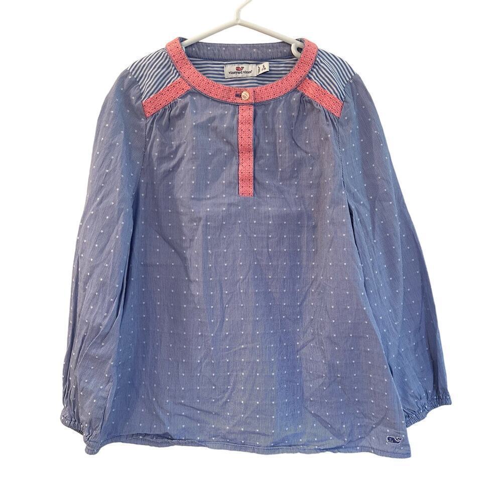Vineyard Vines Chambray Dot Embroidered Top sz S (6/7)